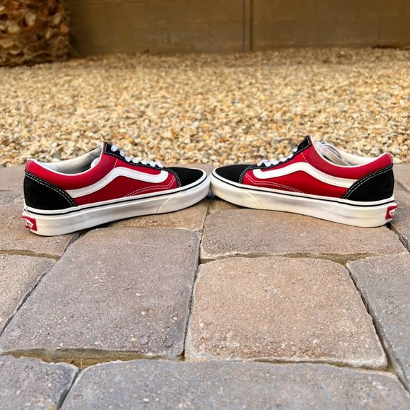 Vans Off The Wall Sidewall Red Black Old Skool Sneakers Size M4 W5.5 - Picture 4 of 6